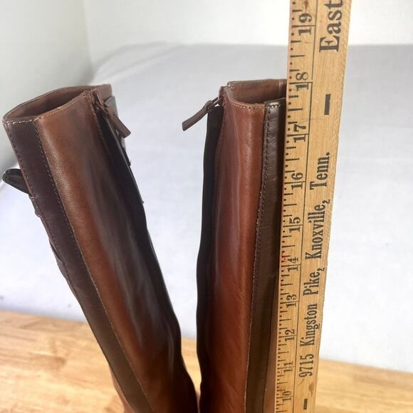 COLE HAAN Boots Womens 6B Brown Leather Zip Up Tall Poppy Riding - Picture 9 of 13